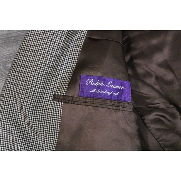 Vtg Ralph Lauren Purple Label Cashmere Houndstooth Men Jacket Blazer 46L - Picture 11 of 14